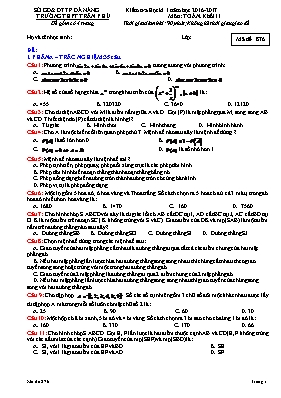Kiểm tra Học kì 1 năm học 2016-2017 Môn Toán Khối 11